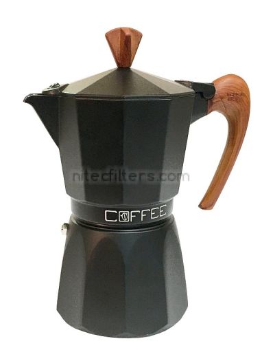 Aluminium coffee maker FASHION WOOD BLACK for 6 cups, code K932
