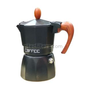 Aluminium coffee maker FASHION WOOD BLACK for 3 cups, code K931