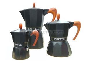 Aluminium coffee maker FASHION WOOD BLACK for 3 cups, code K931