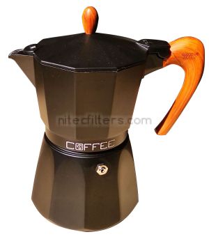 Aluminium coffee maker FASHION WOOD BLACK for 6 cups, code K932
