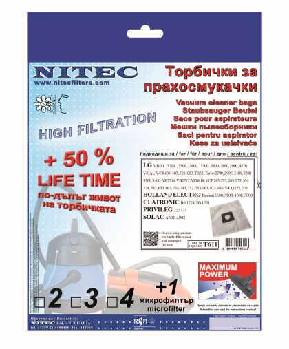 Торбички за прахосмукачки НИТЕК, код Т611