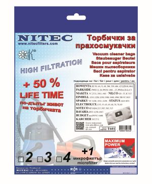 Торбички за прахосмукачки НИТЕК, код Т601